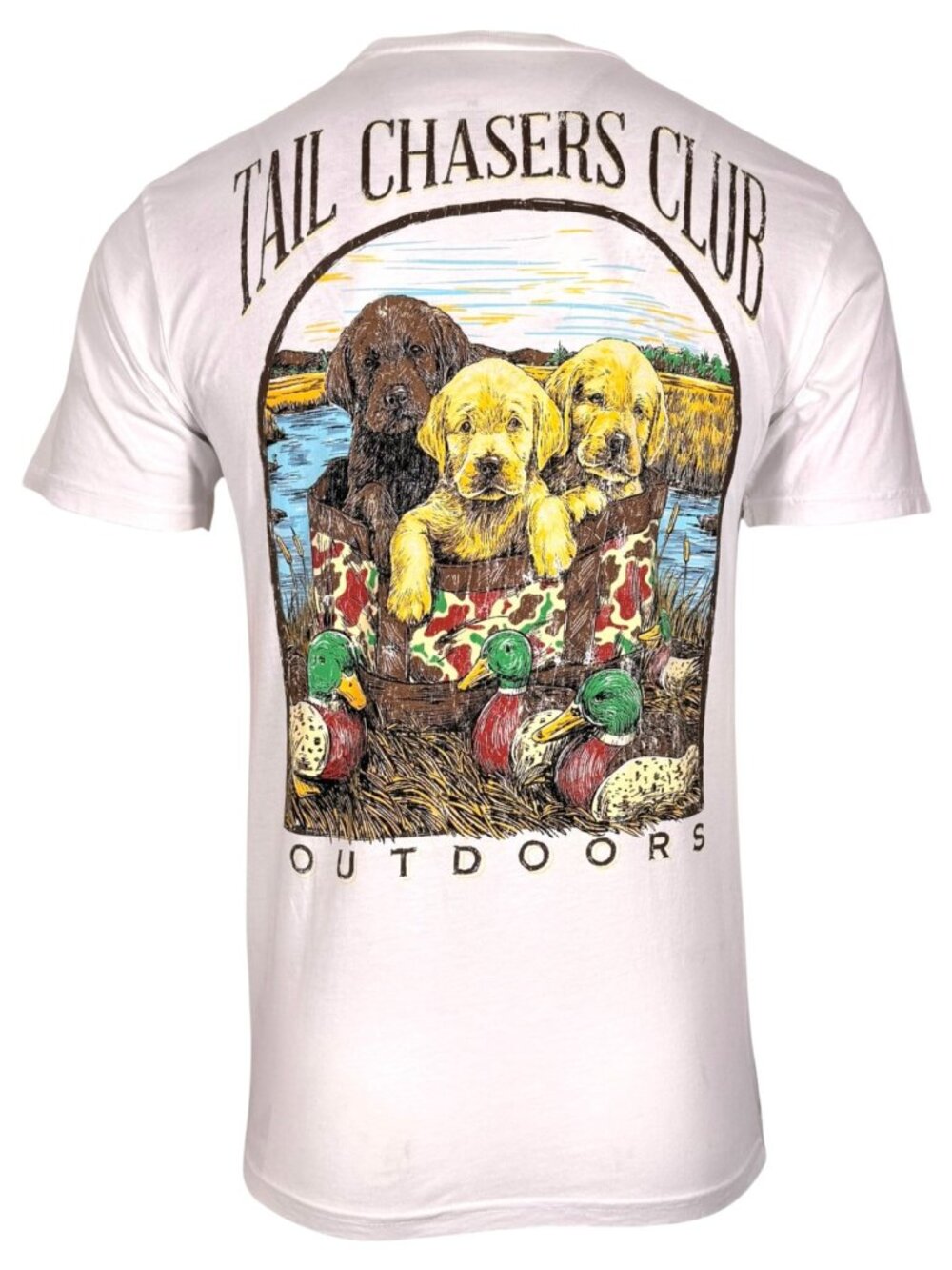 Tail Chasers Club Men’s T-shirt Outdoor Puppies - Picture 3 of 6